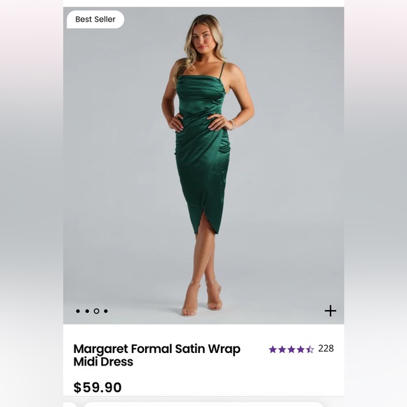 Kaleen Sleeveless Satin Wrap Midi Dress in Green | Size: M | Windsor Kaleen Sleeveless Satin Wrap Midi Dress in Green | Size: M | Windsor
